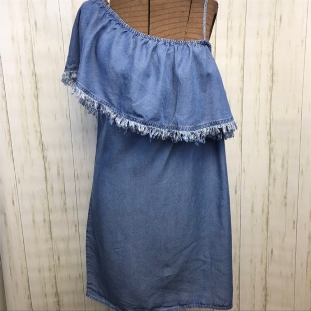 Splendid Fringe Chambray Shift Dress NWT